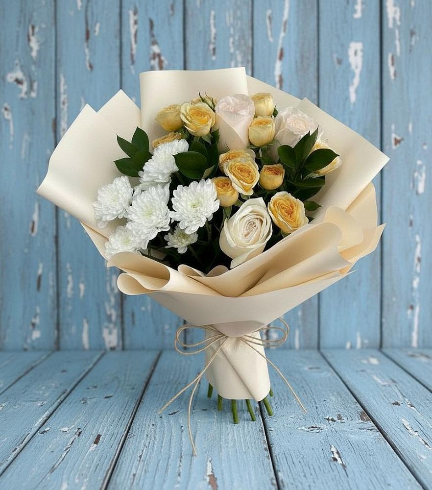 Букет цветов из: Розы и Хризантемы в Каменнобродской