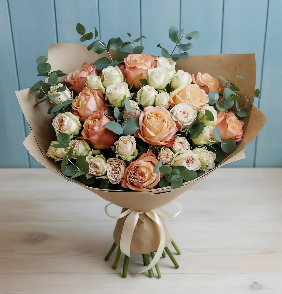 Букет цветов из: Альстромерии и Розы в Каменнобродской