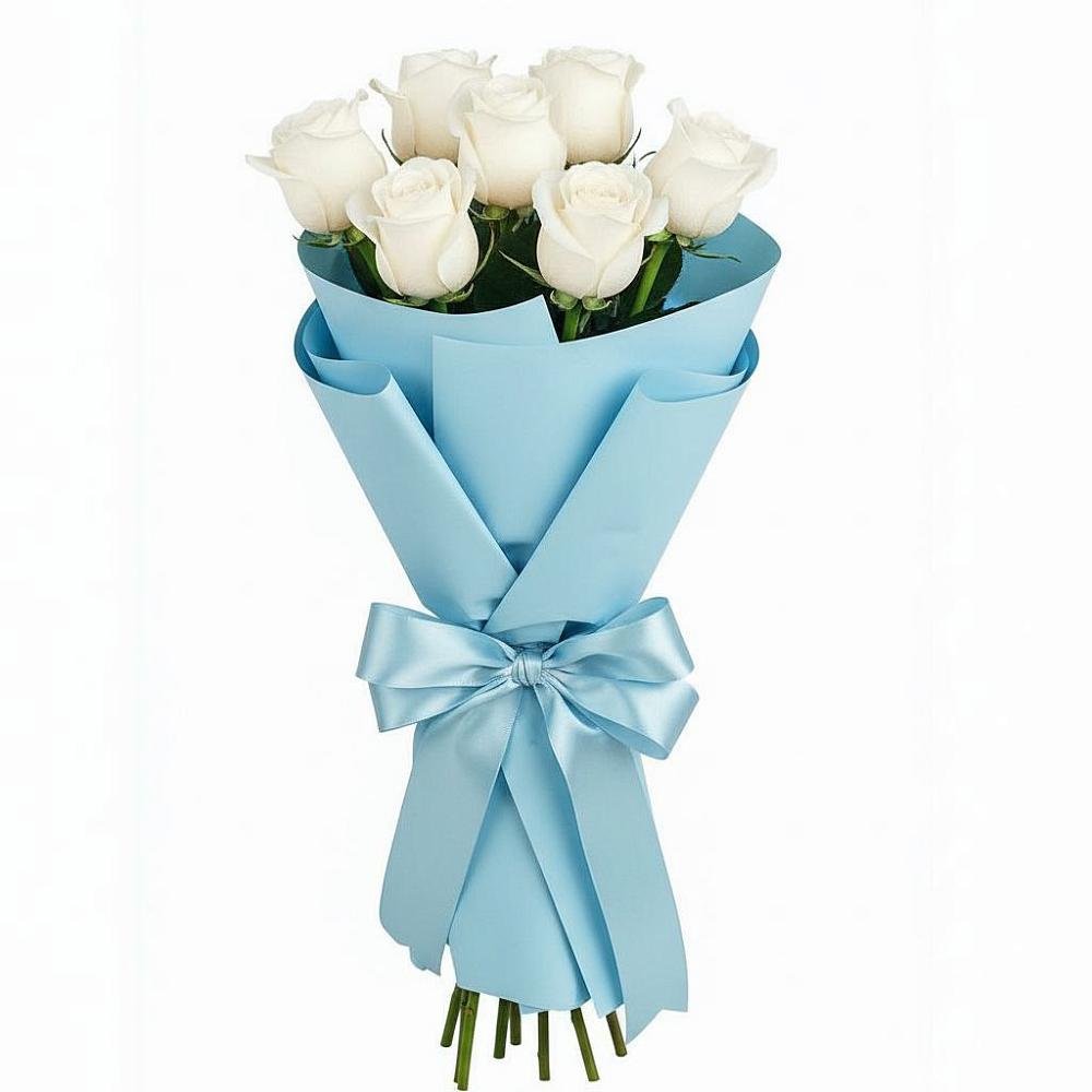 Букет 7 белых роз Проуд в Каменнобродской