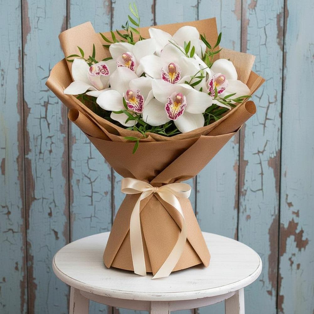 Букет цветов из: Орхидеи и Розы в Каменнобродской