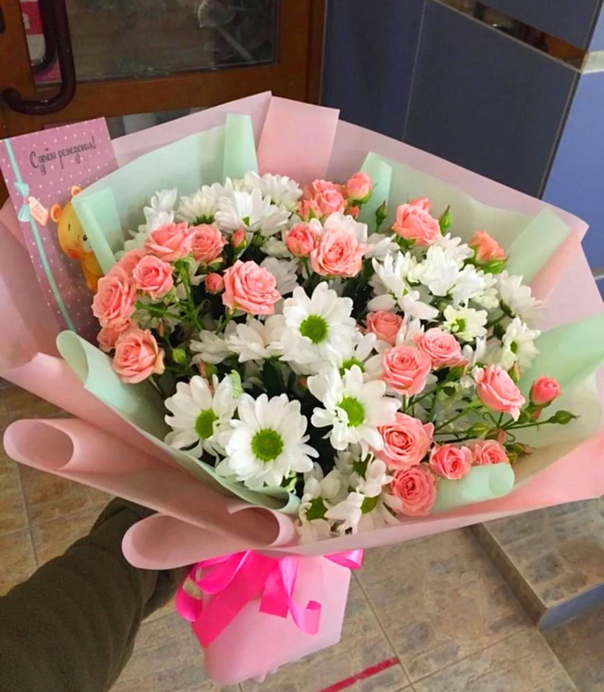 Букет цветов из: Розы и Хризантемы в Каменнобродской