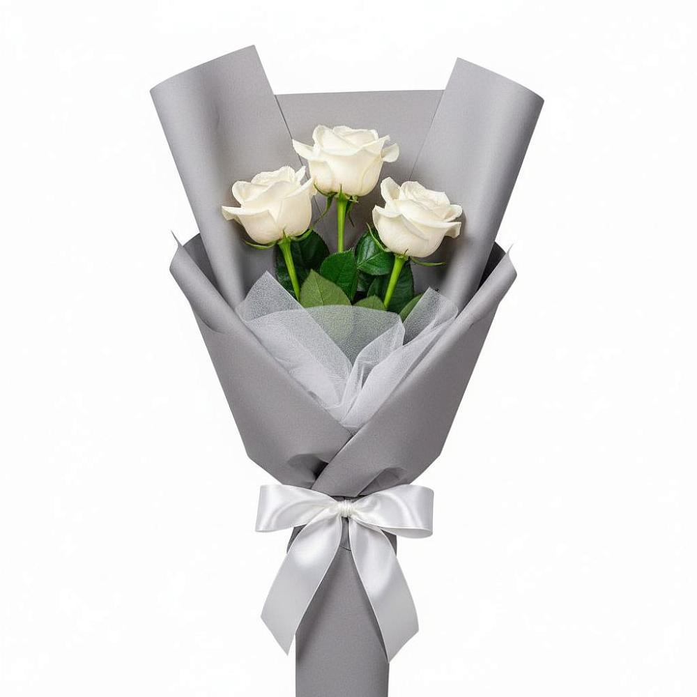 Букет 3 белые розы в Каменнобродской