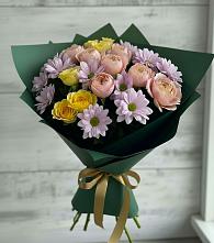 Букет цветов из:  Хризантемы и Розы в Каменнобродской