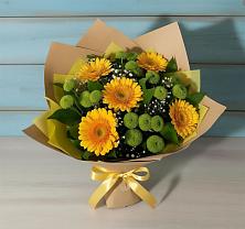 Букет цветов из:  Герберы и Хризантемы в Каменнобродской