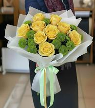 Букет цветов из:  Хризантемы и Розы в Каменнобродской