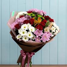 Букет цветов из:  Розы, Хризантемы и Альстромерии #REPLACE_PRED# Каменнобродской