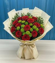Букет цветов из:  Розы и Хризантемы #REPLACE_PRED# Каменнобродской